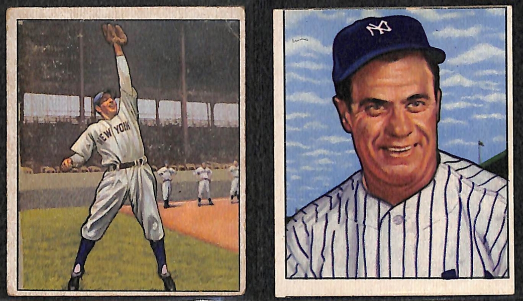Lot of (2) 1950 Bowman Baseball Cards - Phil Rizzuto & Hank Bauer RC