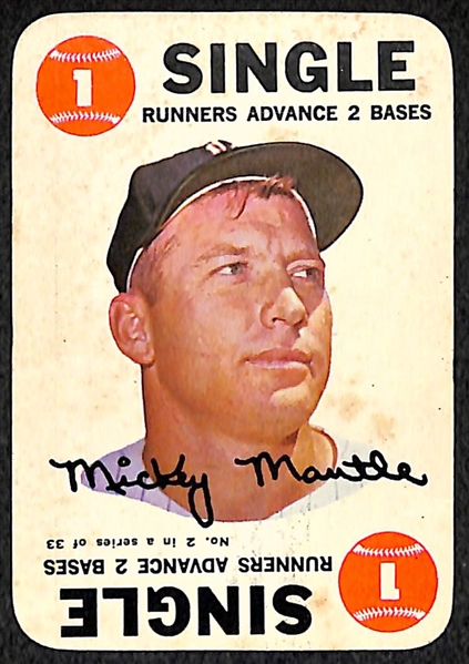 1968 Topps Game Card Complete Set of 33 Cards w. Mickey Mantle