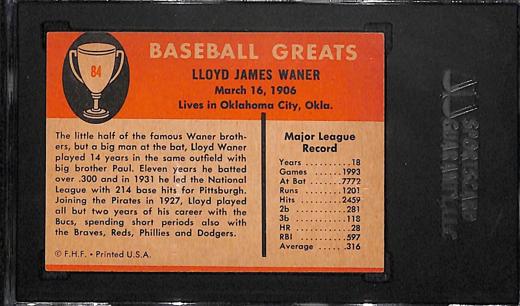 1961 Fleer Lloyd Waner (HOF) Signed Baseball Card - SGC Encased/COA
