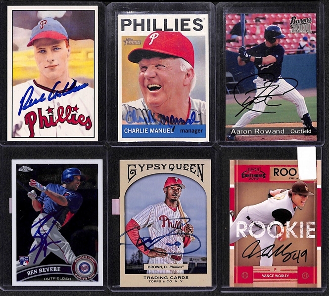 Lot of (20) Signed Baseball Cards w/ Richie Ashburn & Charlie Manuel (Mostly Phillies)