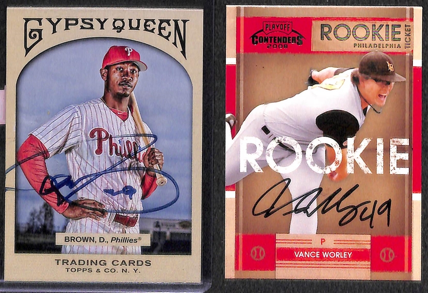 Lot of (20) Signed Baseball Cards w/ Richie Ashburn & Charlie Manuel (Mostly Phillies)