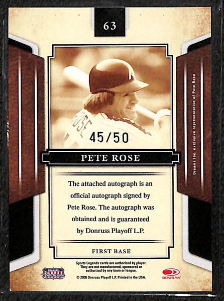 2008 Donruss Sports Legends Pete Rose Autograph Card 45/50