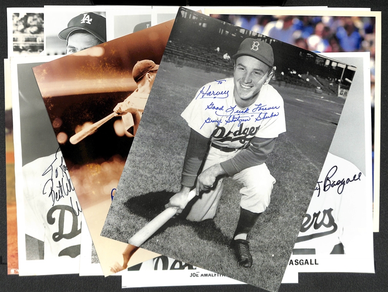 Lot Of 12 Dodgers Signed Photos w. Erskine & Cramer