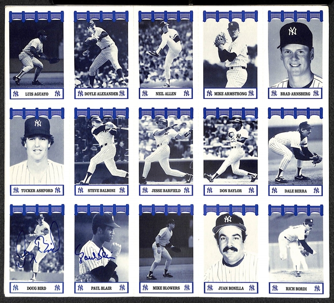 Lot Of 6 Signed 1991 Wiz Yankees Uncut Sheets w. Berra & Rizzuto