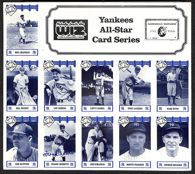 Lot Of 7 Signed 1991 Wiz Yankees Uncut Sheets w. Catfish Hunter