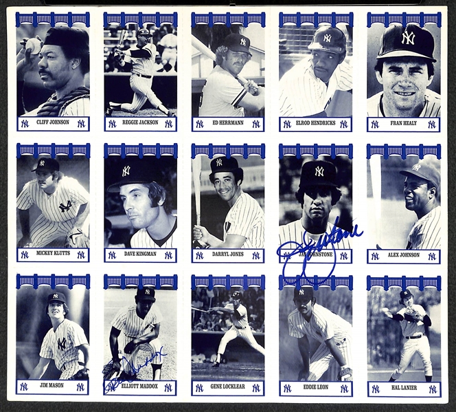 Lot Of 7 Signed 1991 Wiz Yankees Uncut Sheets w. Phil Rizzuto