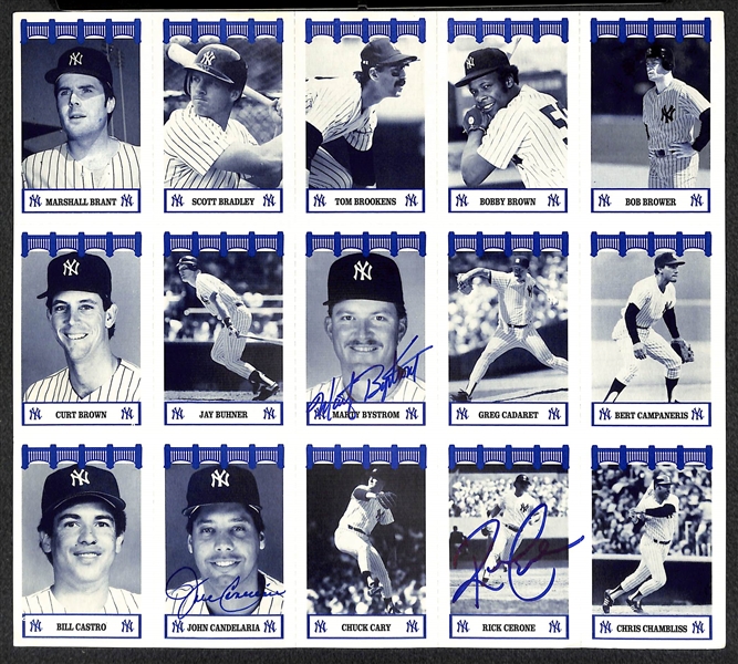 Lot Of 7 Signed 1991 Wiz Yankees Uncut Sheets w. Bobby Richardson