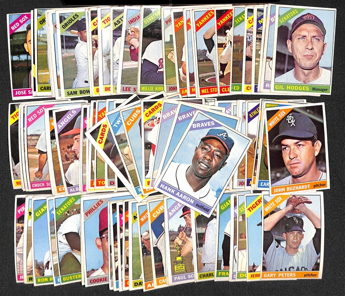 Lot Of 110 1966 Topps Baseball Cards w. Hank Aaron