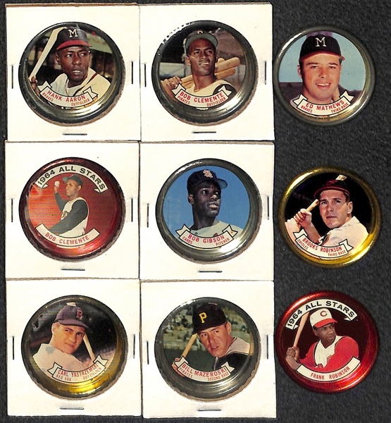 Lot Of 135 Assorted 1964 Topps Coins w. Clemente & Aaron