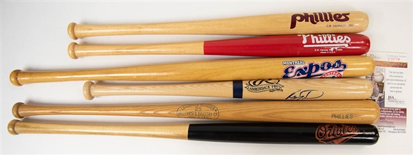 Lot Of 6 Baseball Mini Bats w. Ryan Howard Autograph - JSA