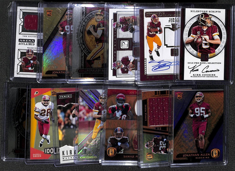 Lot Of 13 Redskins Autograph/Patch/Numbered Cards w. Kirk Cousins