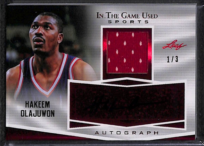 Lot Of 4 Basketball Autograph/Relic/Numbered Cards w. Olajuwon Autograph