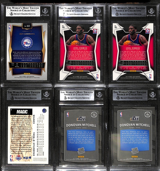 Lot Of 6 Basketball Graded Rookie Cards w. Embiid & Simmons