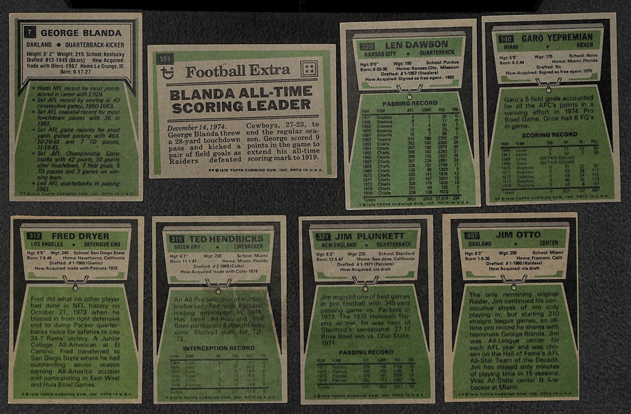 Lot Of 600+ 1975 Topps Football Cards w. George Blanda