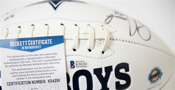 Jay Novacek Signed & Inscribed Cowboys Logo Football - Beckett COA