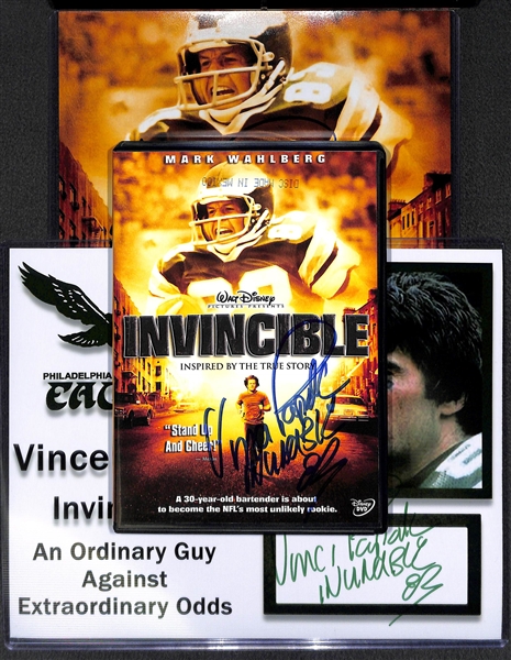 Lot Of 3 Vince Papale Signed Photos & DVD