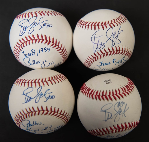 Lot Of 4 Steve Jeltz Signed Stat Baseballs