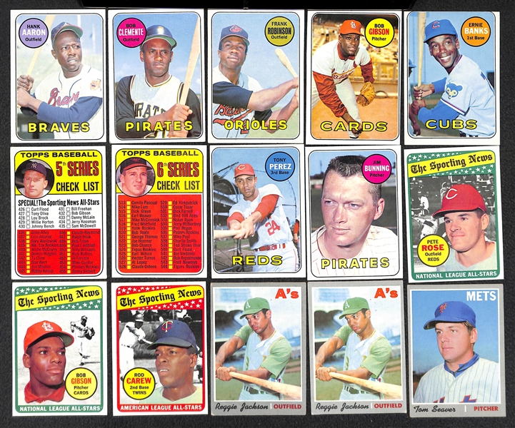 Lot of Approx 300 Assorted 1969-1970 Topps Baseball Cards w. 1969 Hank Aaron