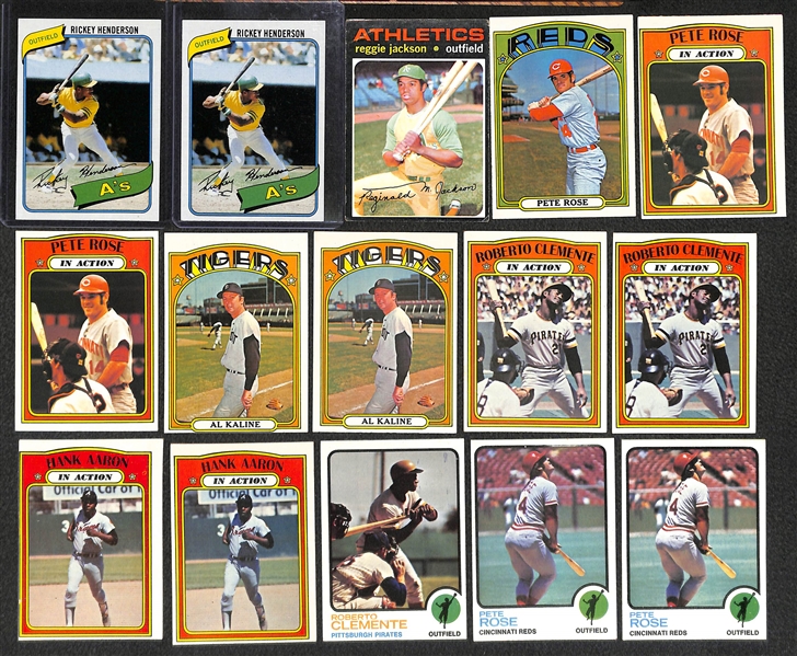 Lot of 350+ Assorted 1971-1980 Topps Baseball Cards w. 1980 Rickey Henderson RC x2
