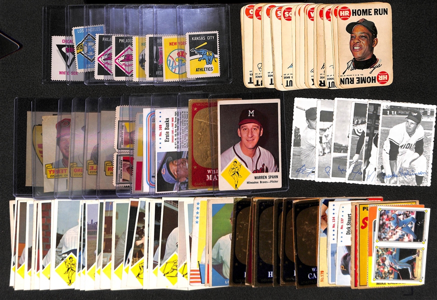Baseball Grouping of Topps Inserts,  Fleer Cards, & Post Cards from 1960s & 1970s w. 1963 Fleer Spahn