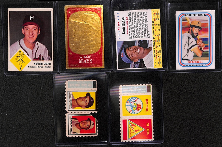 Baseball Grouping of Topps Inserts,  Fleer Cards, & Post Cards from 1960s & 1970s w. 1963 Fleer Spahn