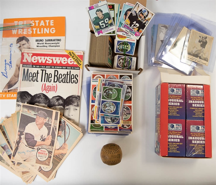 Early 1900s Reach Bounder Baseball Plus Assorted Baseball & Football Cards and Inserts
