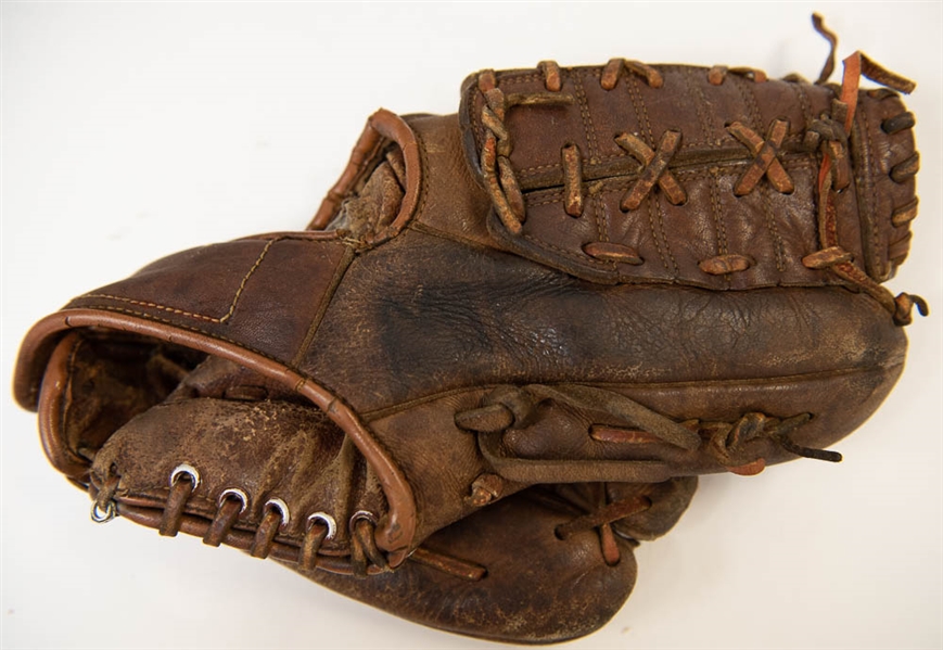 Vintage Baseball Gloves & Football Lot w. Mantle