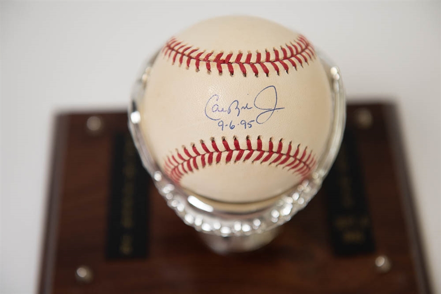 Cal Ripken Signed Baseball w. Hit Record Inscription