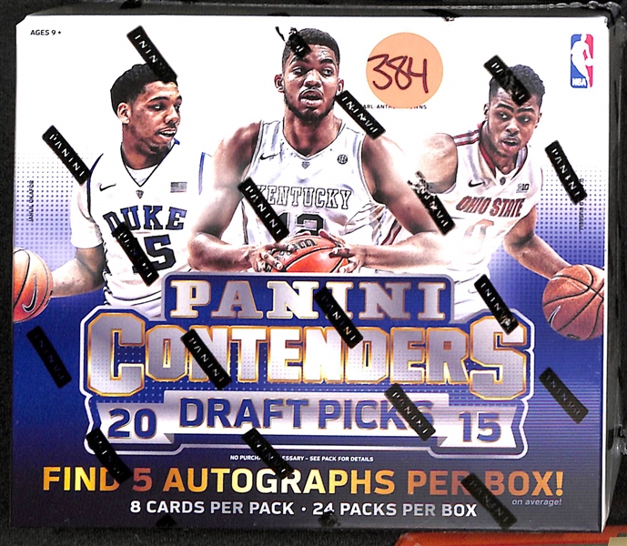 2015 Panini Contenders Draft Basketball Sealed Hobby Box (5 Autographs)