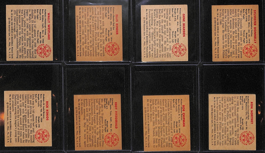 Lot Of 8 1950 Bowman Baseball Cards w. Westlake