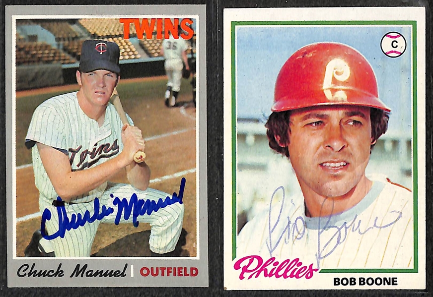Lot of (30) Phillies Signed Cards w. Manuel & Boone