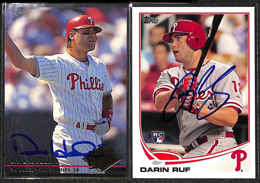 Lot of (30) Phillies Signed Cards w. Daulton & Manuel