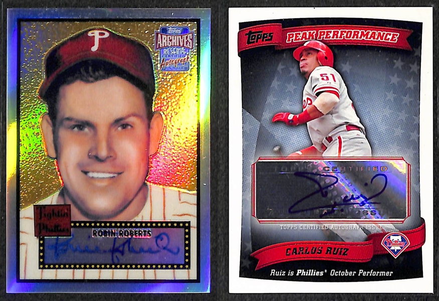 Lot of (25) Phillies Autograph Cards w. Roberts & Ruiz