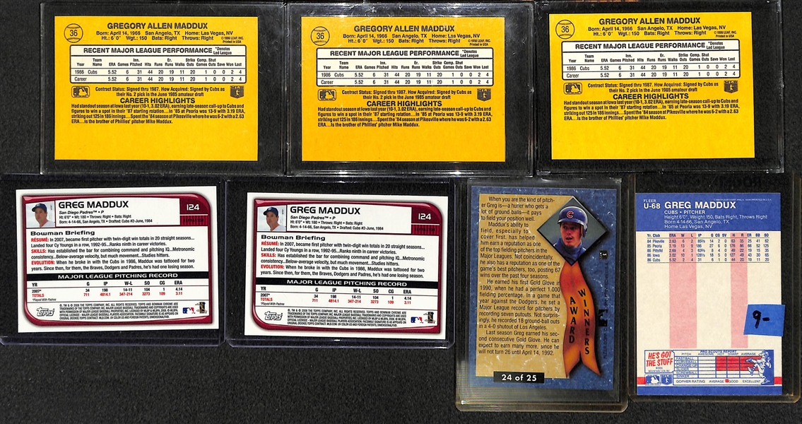 Lot of (31) Greg Maddux Cards w. Rookies