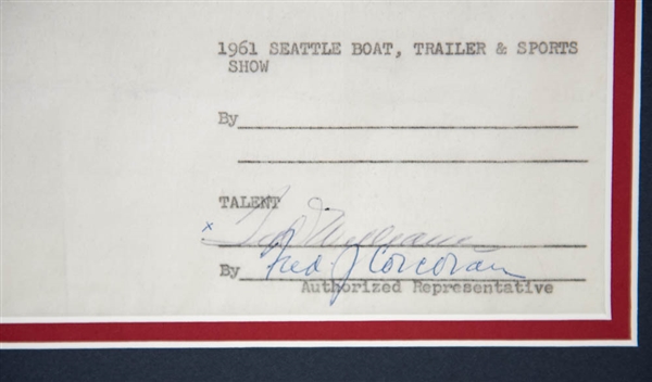 Ted Williams Signed & Matted  Appearance Contract - PSA
