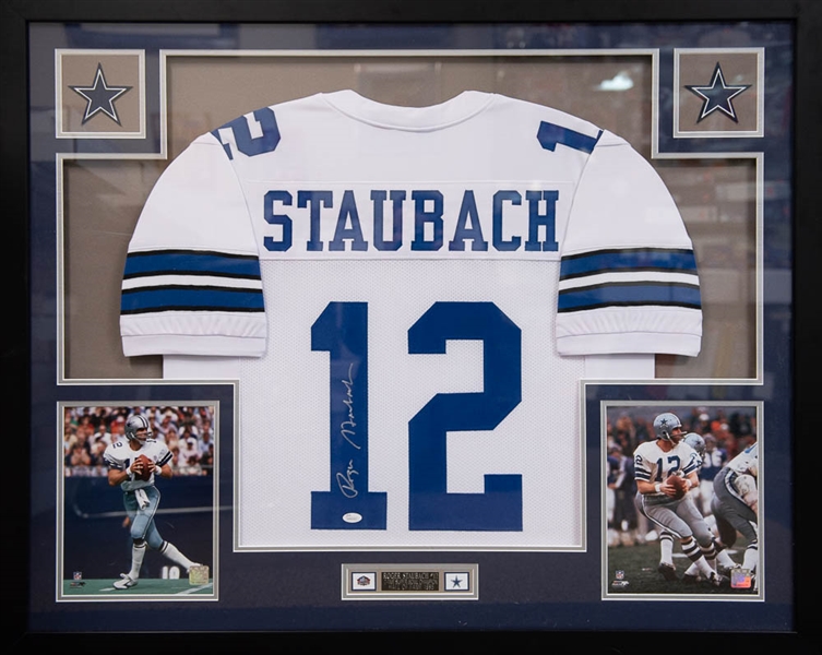 Roger Staubach Signed Framed Cowboys Jersey - JSA