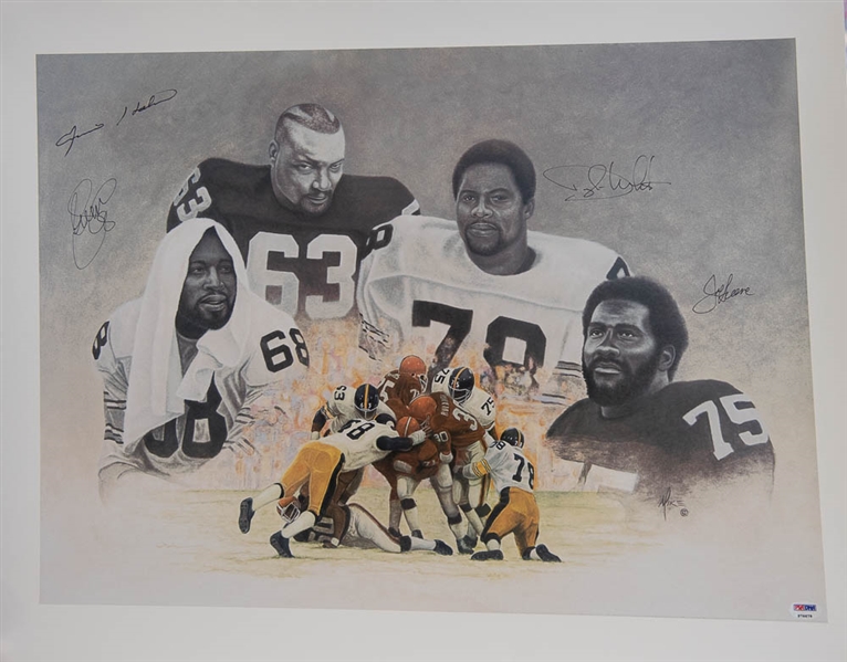 Steelers Legends Signed Lithograph Print - PSA
