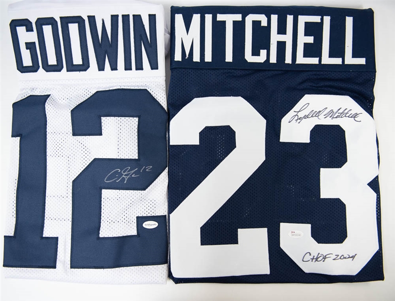 Chris Godwin & Lydell Mitchell Signed Penn State Style Jerseys - JSA
