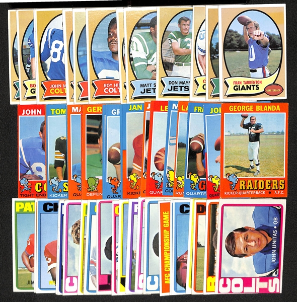 Lot of 50 Topps Football Cards 1970-1972 w. Tarkenton