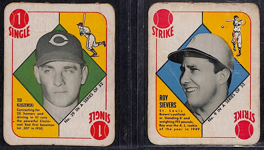 Lot of 7 1951 Topps Red & Blue Back Cards w. Kluszewski