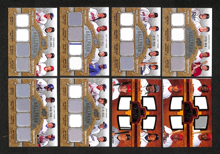 Lot Of 17 Baseball Quad Jersey Cards w. Jeter & Pujols