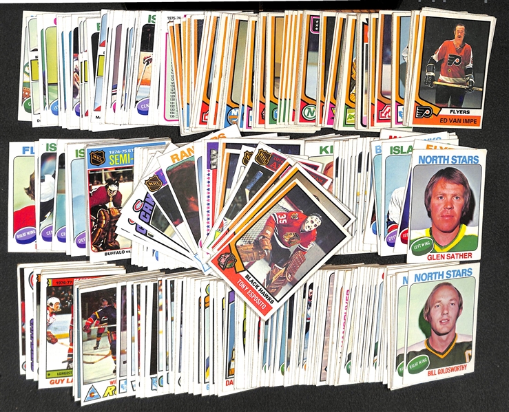 Lot of 350+ 1973-73 To 1976-77 Topps Hockey Cards w. Tony Esposito