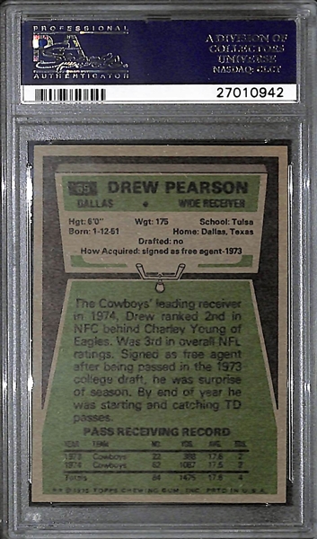 Pack Fresh 1975 Drew Pearson (#65) Rookie Card Graded PSA 9 (Mint)