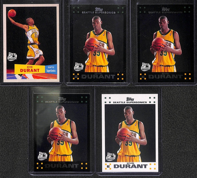 Lot of (5) Kevin Durant Rookie Cards