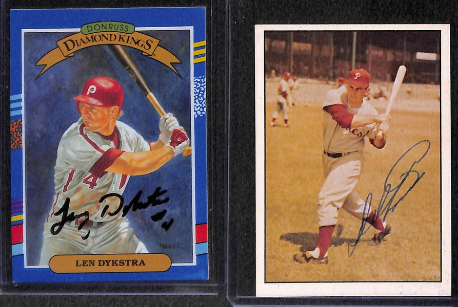 Nice Lot of (15) Phillies Signed Cards w/ Aaron Nola, Del Ennis, and Pete Rose