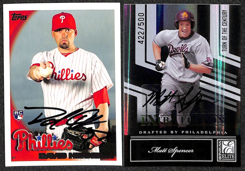Nice Lot of (15) Phillies Signed Cards w/ Aaron Nola, Del Ennis, and Pete Rose