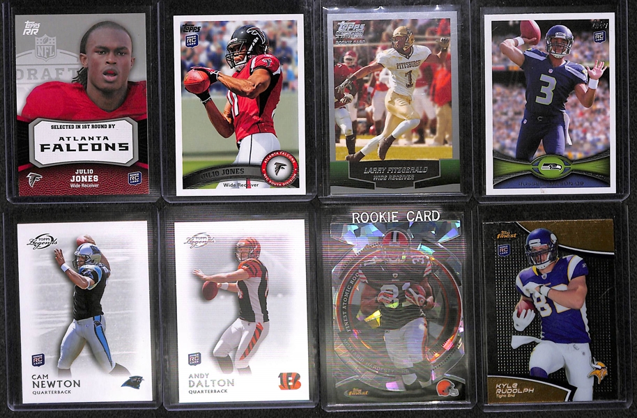 Huge Lot of Over 700 Football Rookie Cards (Mahomes, Kamara, OBJ, Favre, Gurley, ...) in Full 2-Row Box