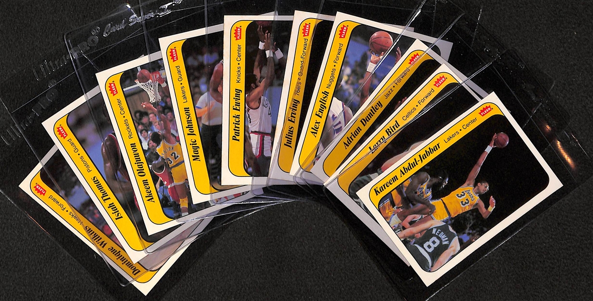 1986 Fleer Basketball Partial Sticker Set (Pack Fresh) - 10 of 11 Cards in the Set (Missing Jordan Sticker)