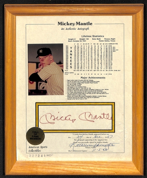 Mickey Mantle Signed 8x10 Stat Photo