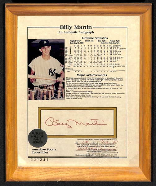 Billy Martin Signed 8x10 Stat Photo